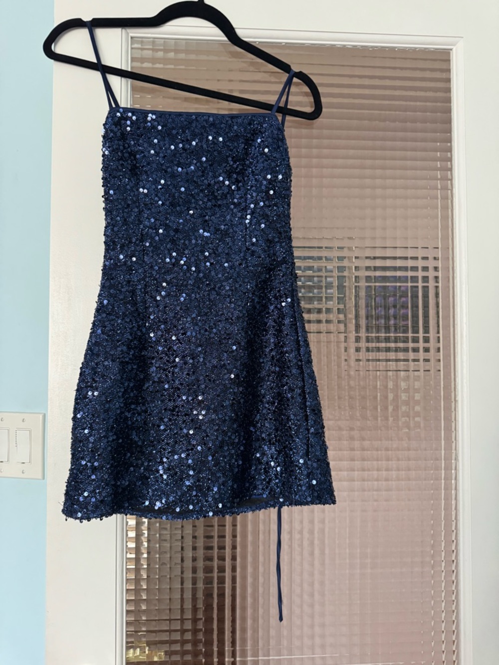 Edikted Navy Blue Sequin Mini Dress